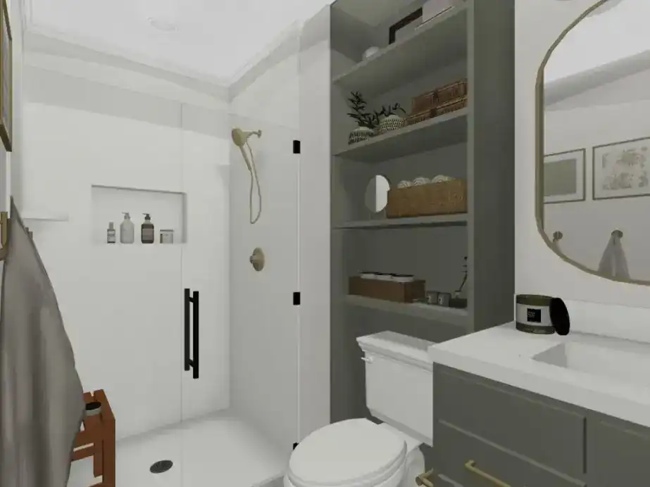A PDQ SoftPlan 3D rendering of a bathroom, drawn before construction