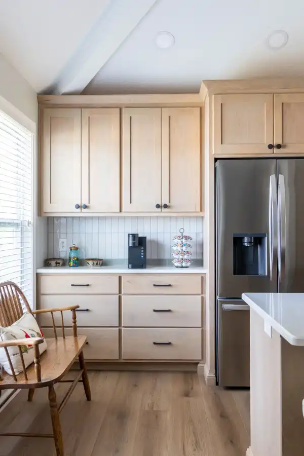 Vogt kitchen finished in natural wood cabinetry